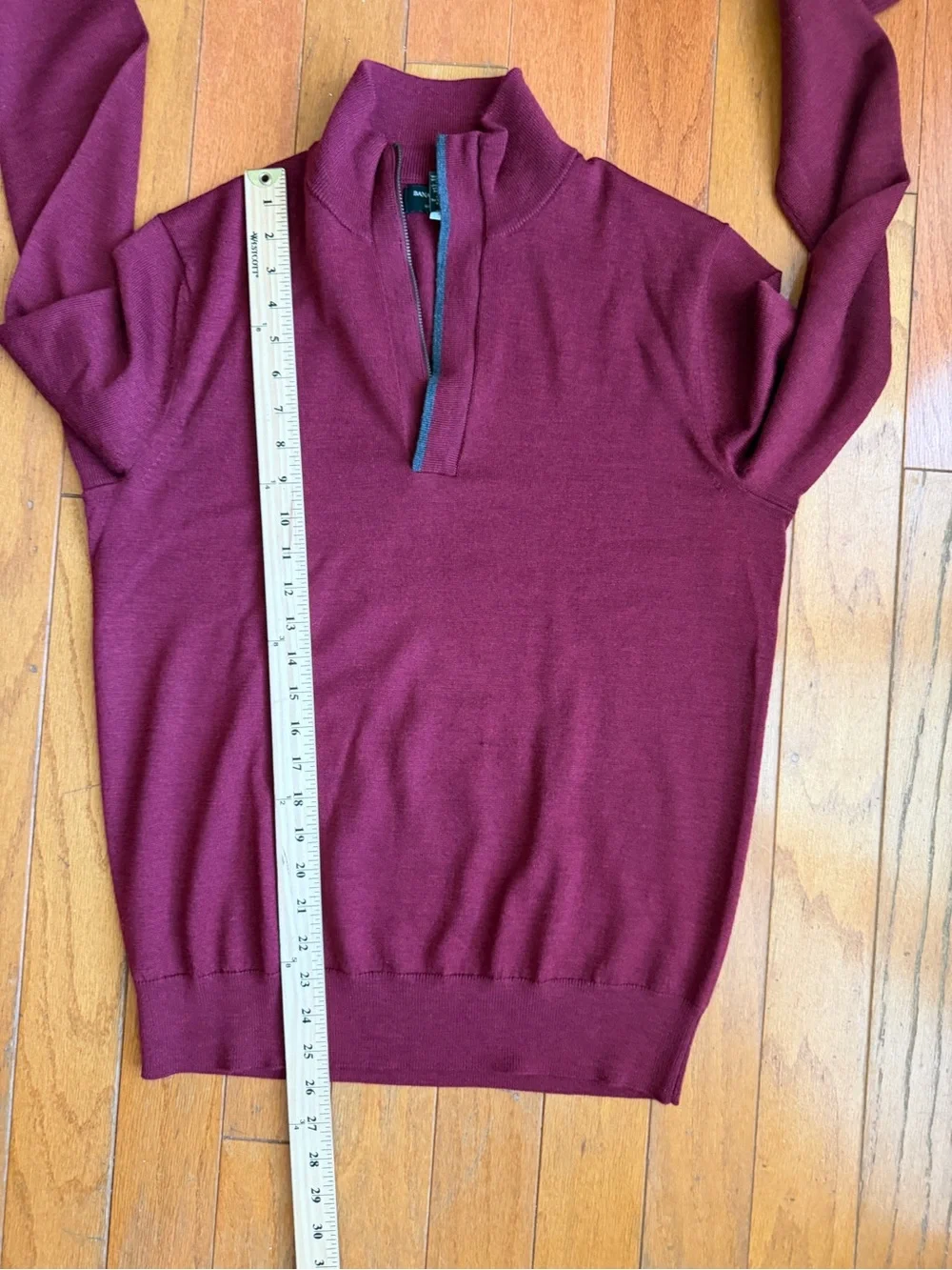Banana Republic 1/4 Zip Wool Sweater Burgundy Pullover Top Men’s Size Small